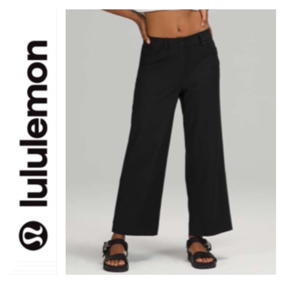 lululemon athletica Pants - Lululemon Women’s 5 Pocket Wide-Leg Cropped Pants Stretch Black Size 27 x 24.5